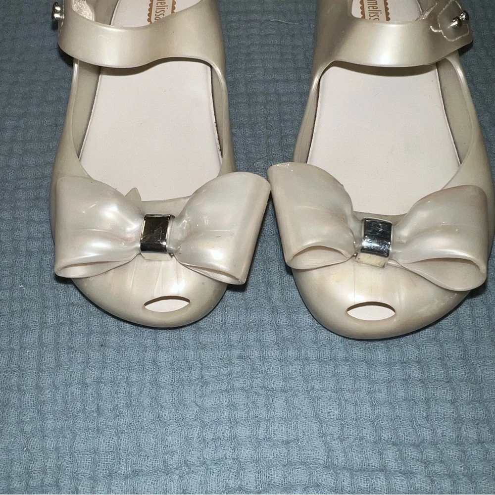 Mini Melissa Cream Bow Mary Jane Shoes